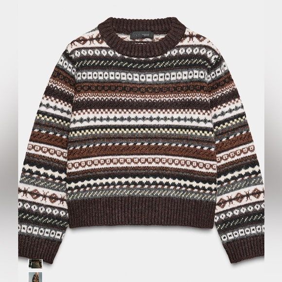 Zara Brown Multicolor Patterned Sweater - Picture 3 of 5